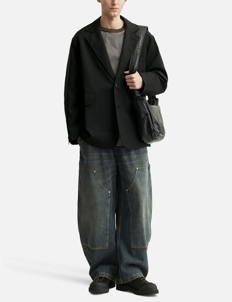 CLESSTE Wool Gabardine City Uniform Tailored Jacket - Black wool