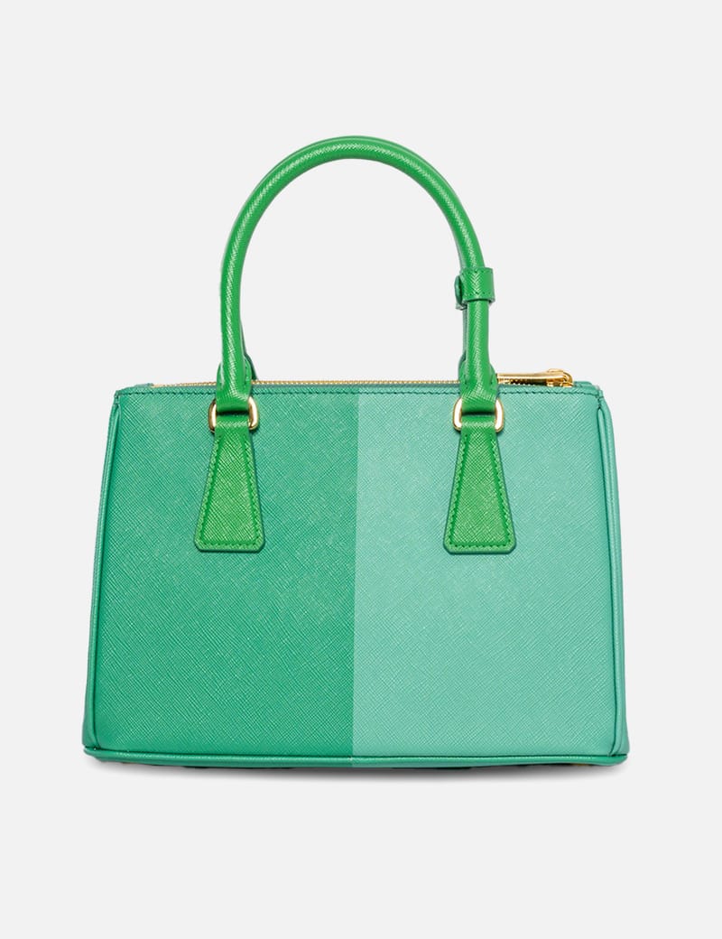 Prada - PRADA Two -Tone Green Small Galleria Saffiano Bag (Limited