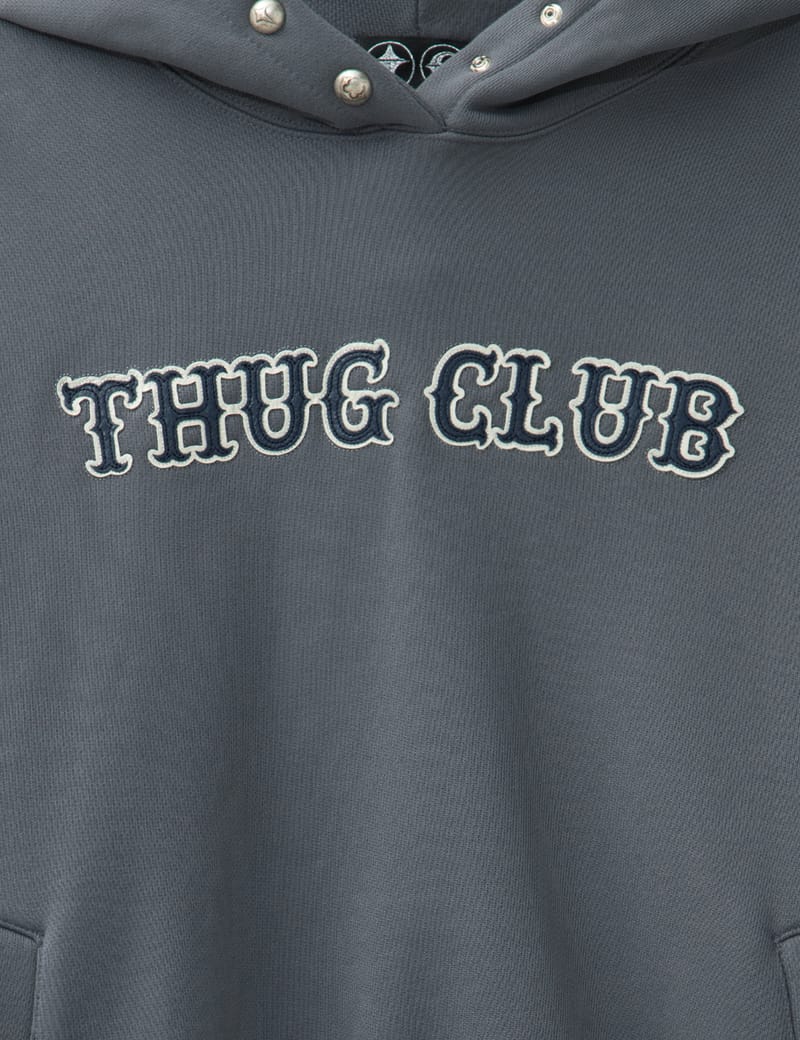 ブ*ン様 thug club hoodie size2 THUG CLUB Leather Flame Hoodie - Oversized heavyweight cotton with