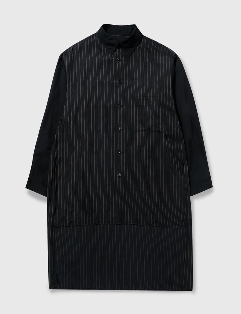 Yohji Yamamoto - YOHJI YAMAMOTO STRIPE CUPRO LONG SHIRT | HBX