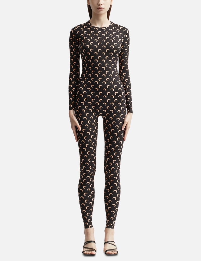 MARINE SERRE ボディスーツ Recycled Moon Strass Jersey Catsuit • Marine Serre
