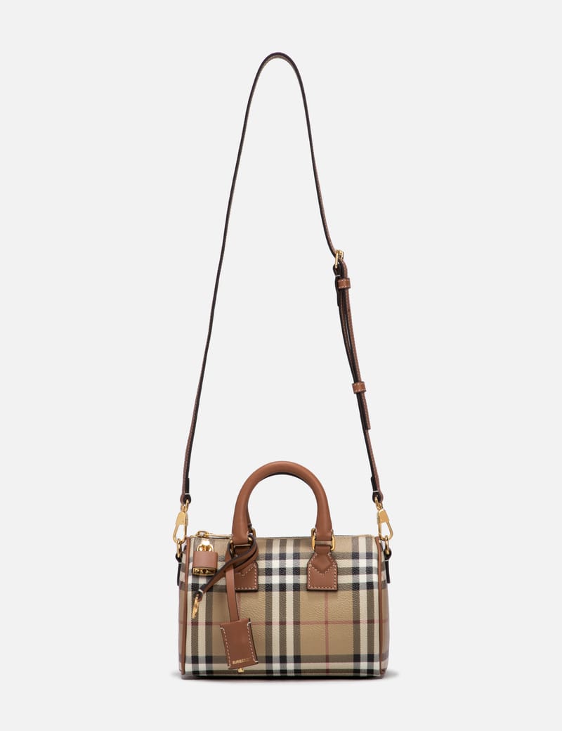 トートバッグ Burberry Mini Bowling Bag 8109791 Archive Beige (8109791) Medium Check Bowling Bag in Archive beige/briar brown