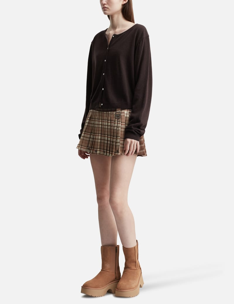 Glowny G Classic Loose Fit Cardigan - Dark brown wool-blend