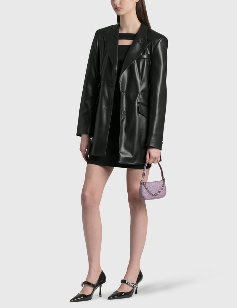 BY FAR - Mini Rachel Lilac Croco Embossed Leather Bag | HBX