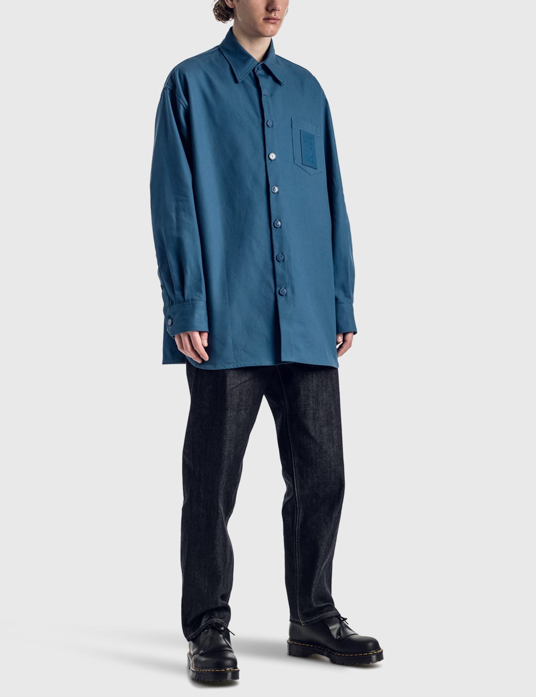 Raf Simons - Oversized R Pin Denim Shirt | HBX - Globally Curated
