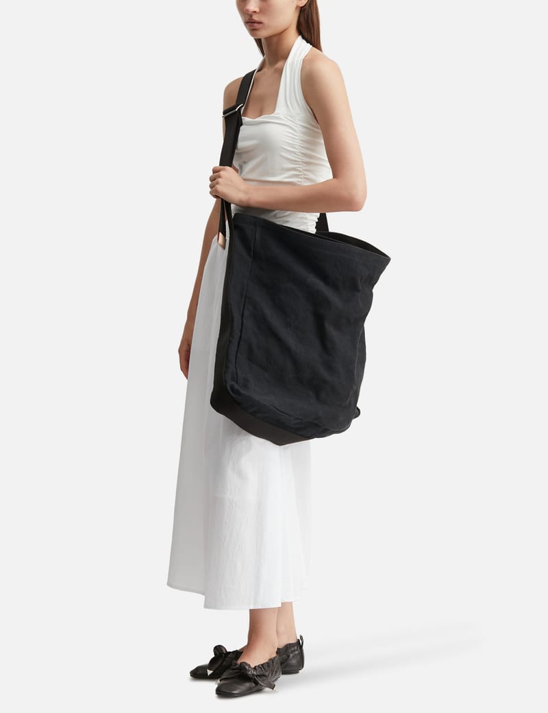Hender Scheme Flap Shoulder Big - Black leather-trimmed nylon