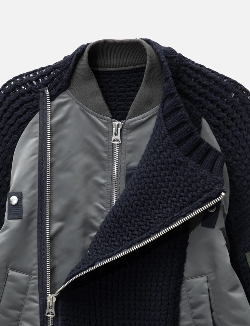 Sacai - Nylon Twill Mix Knit Blouson | HBX - Globally Curated