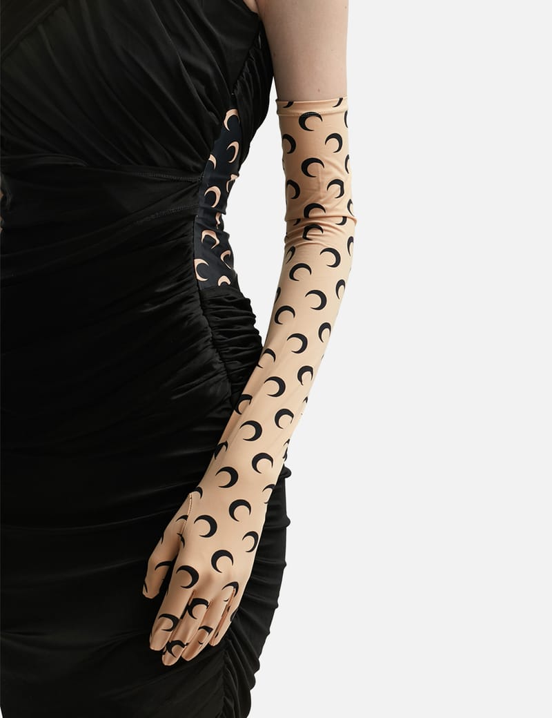 Marine Serre - ALL OVER MOON RECYCLED JERSEY LONG GLOVES