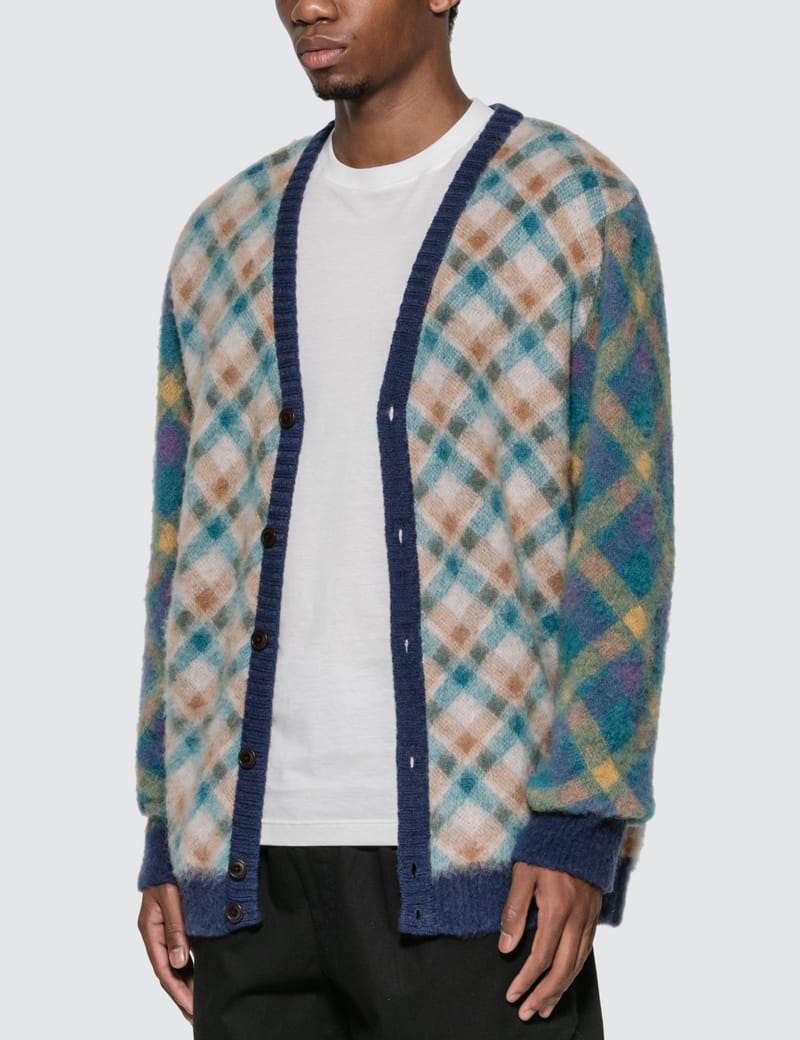 Awake - Double Plaid Mohair Cardigan | HBX - ハイプビースト ...