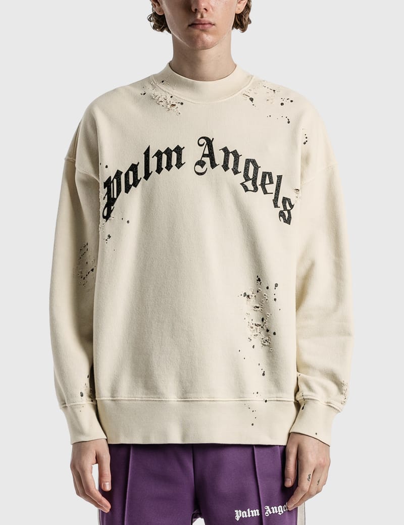 Palm Angels Studded Logo Sweatshirt Black/Black Men's - FW22