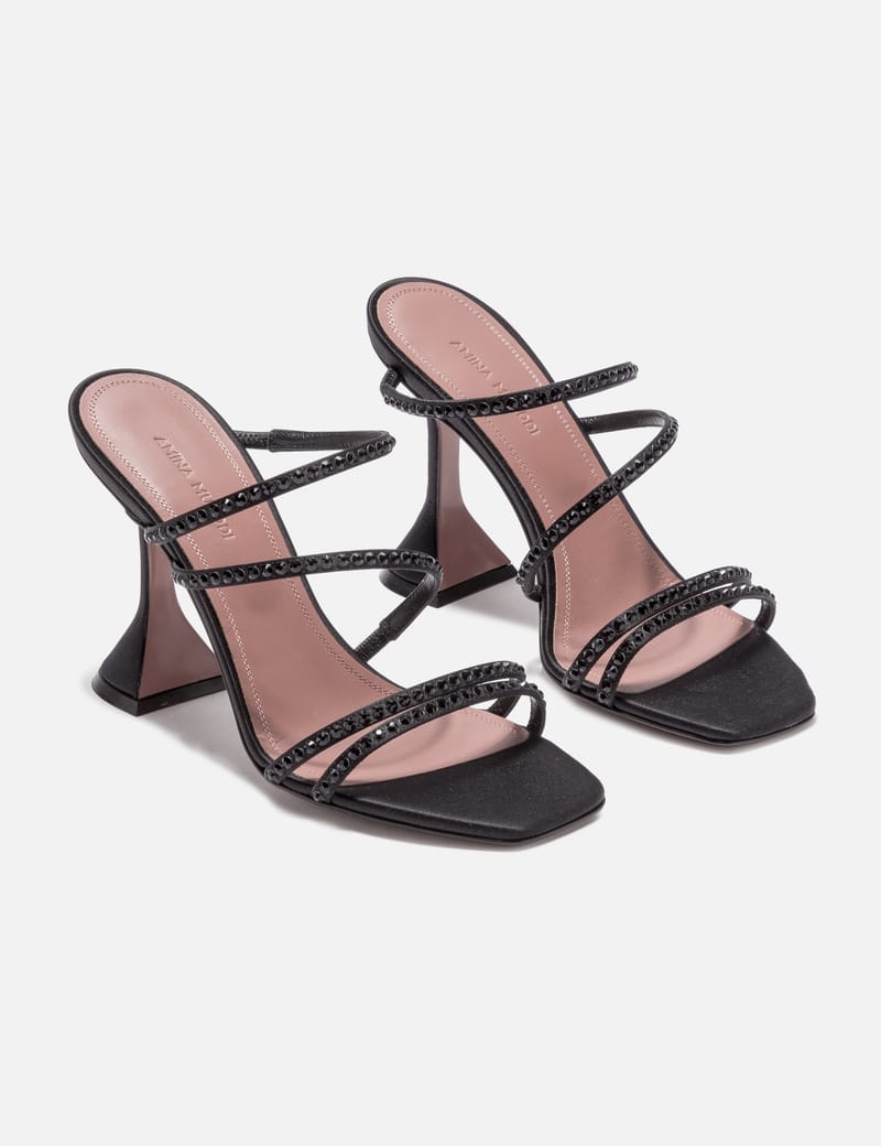 サンダル・ミュール AMINA MUADDI SANDAL (SALMASLIPPER SATINBLACK) Amina Muaddi - Naima Crystal Slipper | HBX - Globally