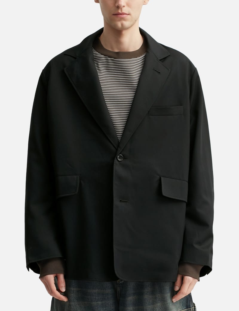 CLESSTE Wool Gabardine City Uniform Tailored Jacket - Black wool