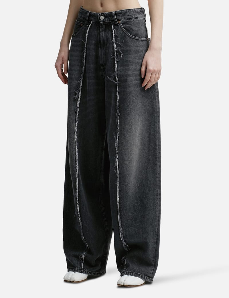 Black Denim Raw Pants