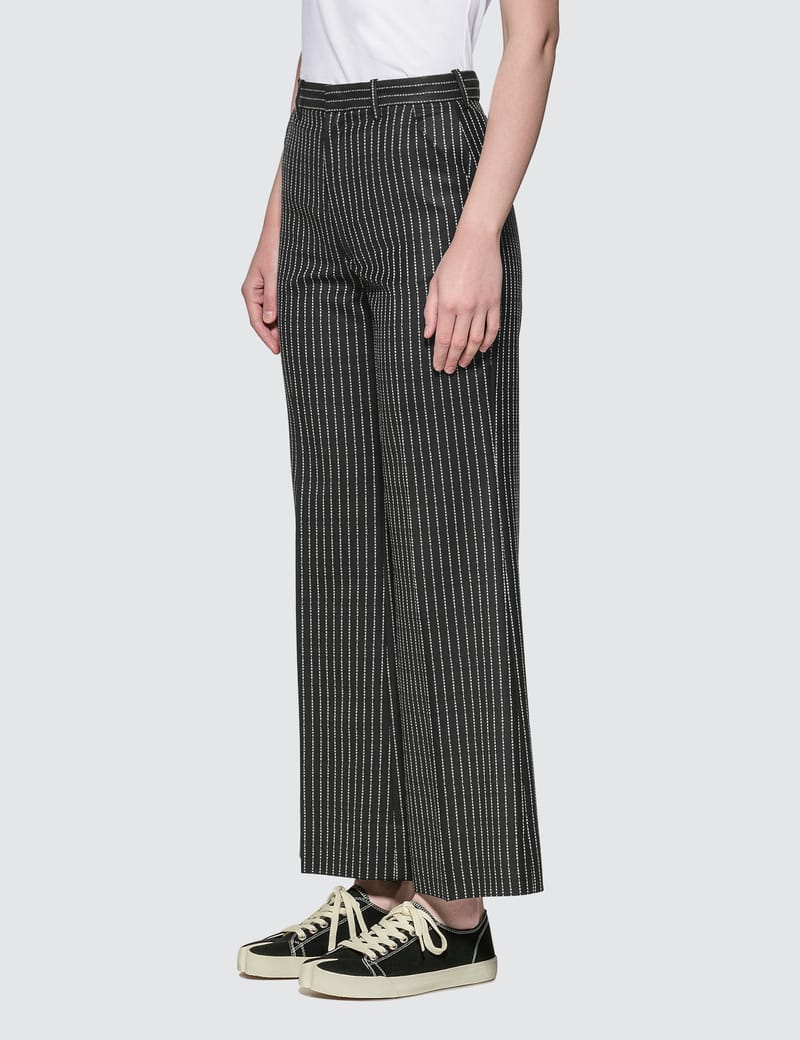 Maison Margiela - Wool Stripe Margiela Logo Pants | HBX - Globally