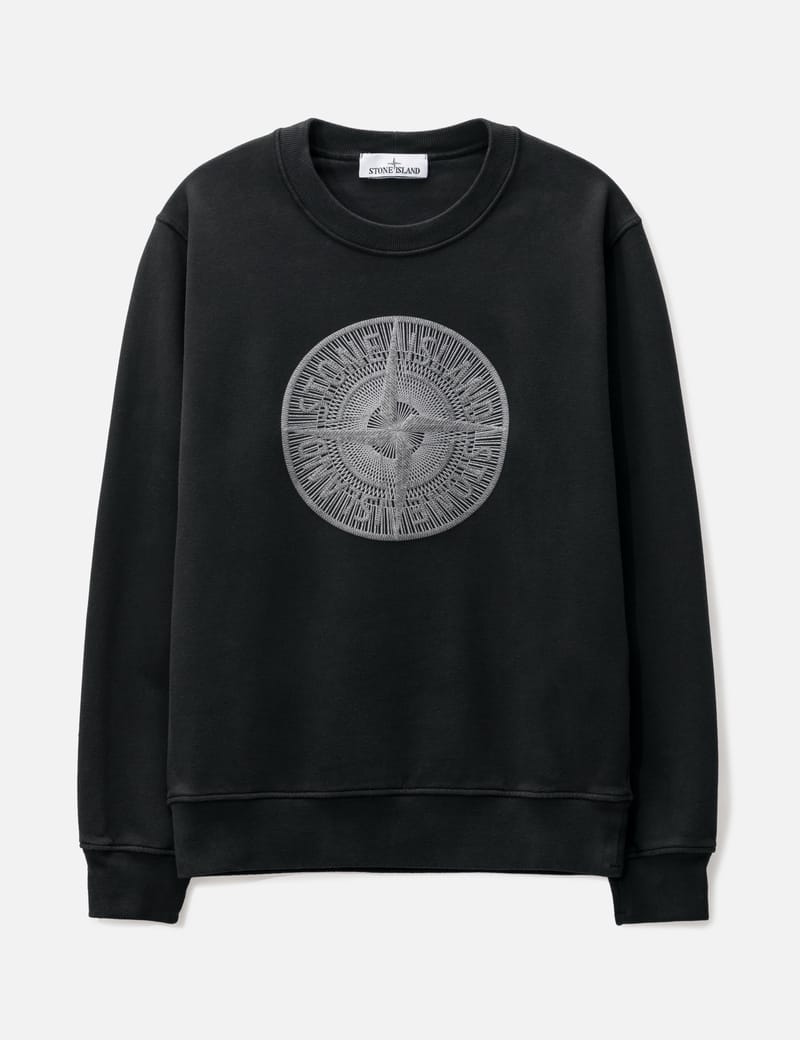 Stone island logo online embroidered sweatshirt