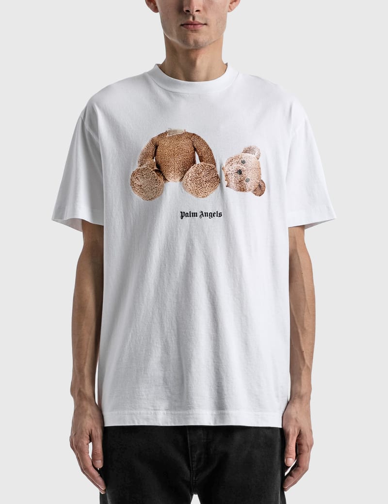 ★人気★【Palm Angels】'bear' White Cotton T-shirt Palm Angels White Bear Loose T-Shirt Palm Angels