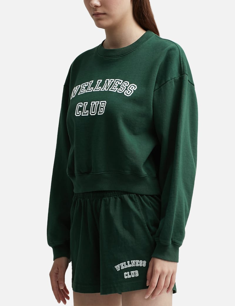 Sporty & Rich - Wellness Club Flocked Cropped Crewneck | HBX Sporty & Rich - Wellness Club Flocked Cropped Crewneck | HBX