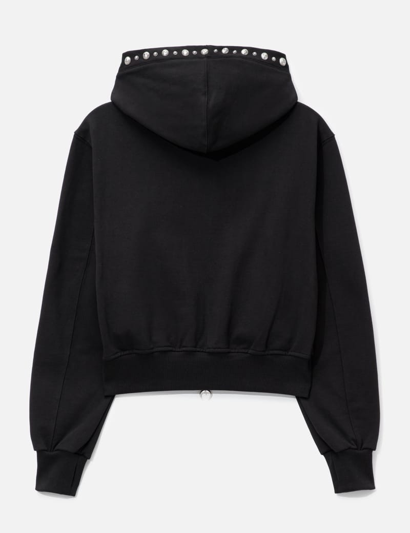 THUG CLUB Studded Line Cropped Zip-Up Hoodie - Cropped slim-fit