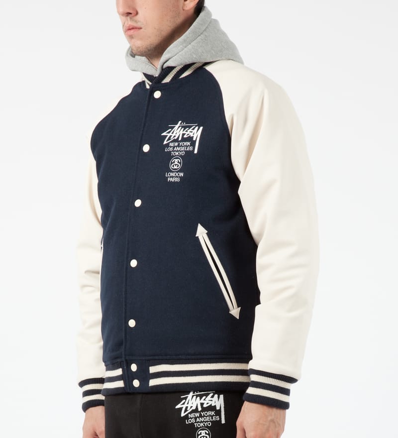 Stüssy - Dark Navy World Tour Wool Jacket | HBX