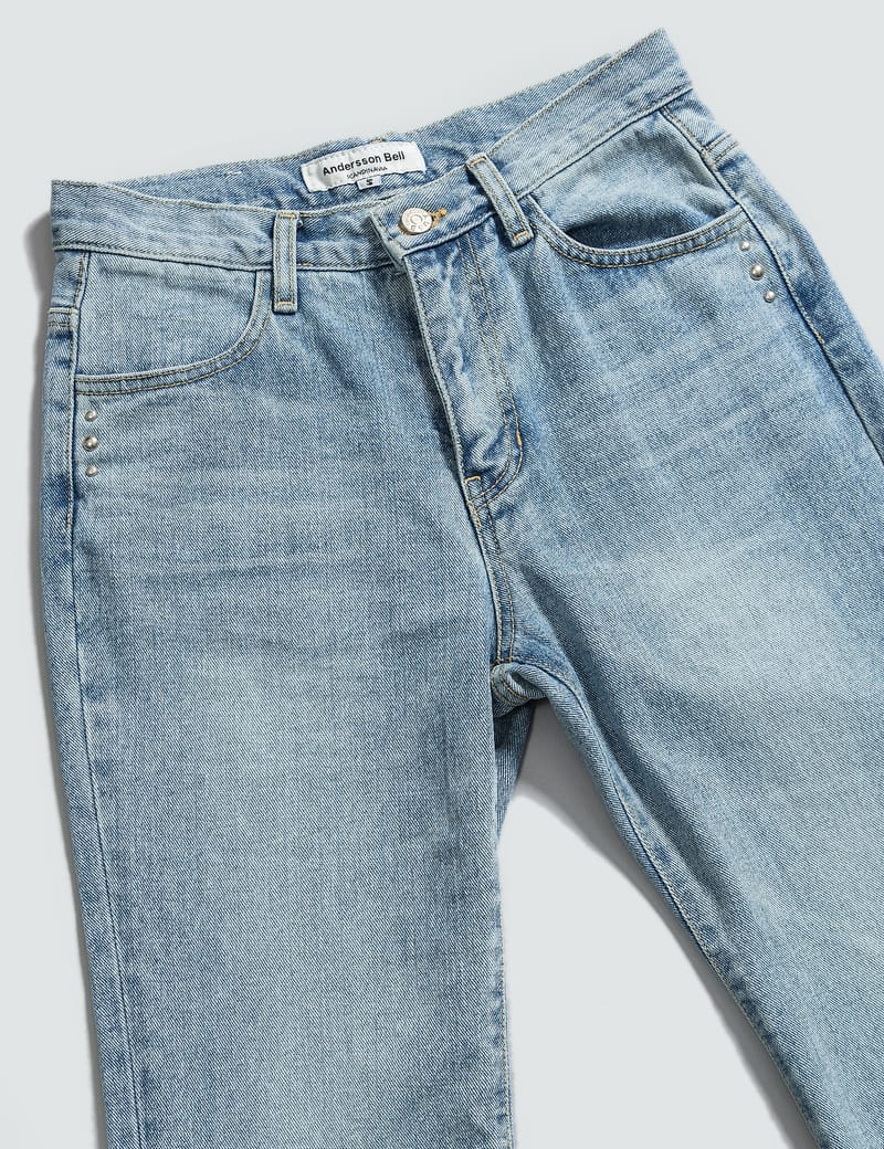 Andersson Bell Andersson bell destroyed boots cut wide jeans