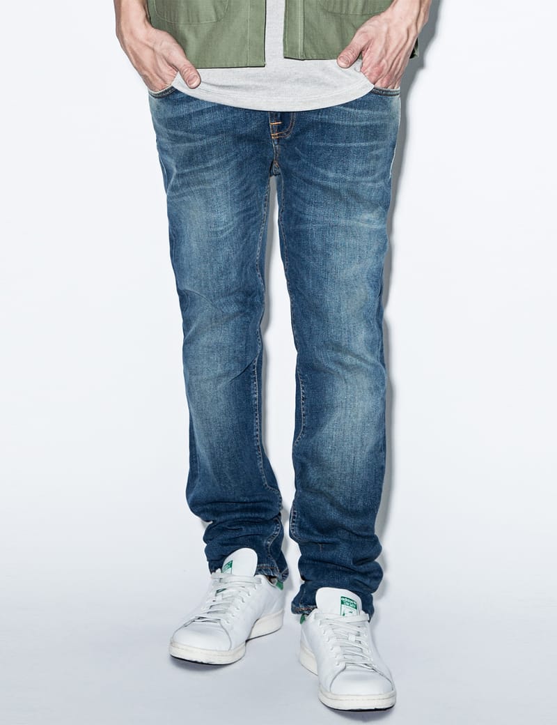 Nudie Jeans - Blue Thin Finn Flood Used Denim Jeans | HBX