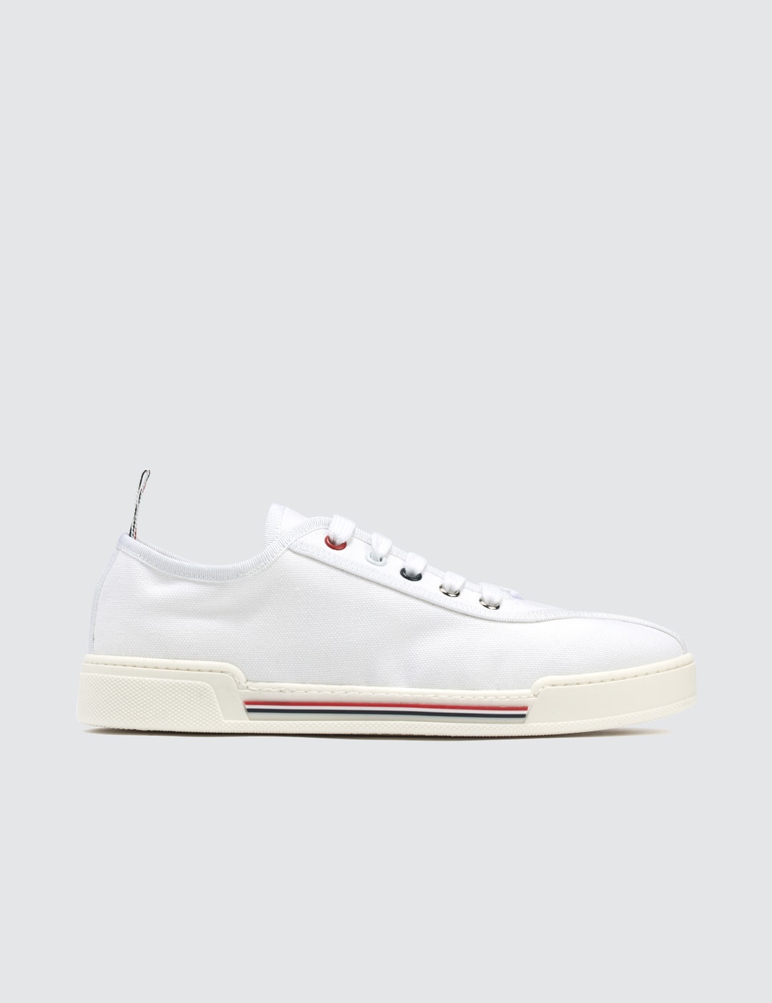 Thom Browne - Trainer With Rubber Cupsole & 4 Bar Paper Label In Canvas ...
