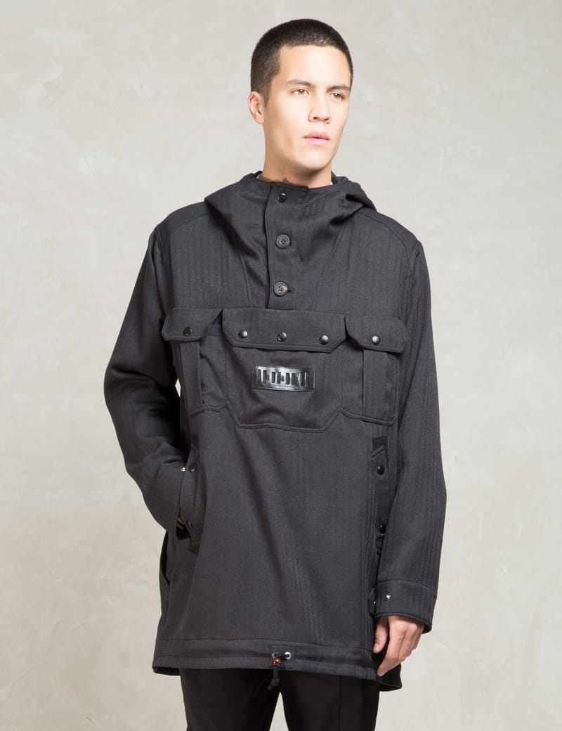 White Mountaineering - Black Wm15 Herringbone Anorak Parka | HBX