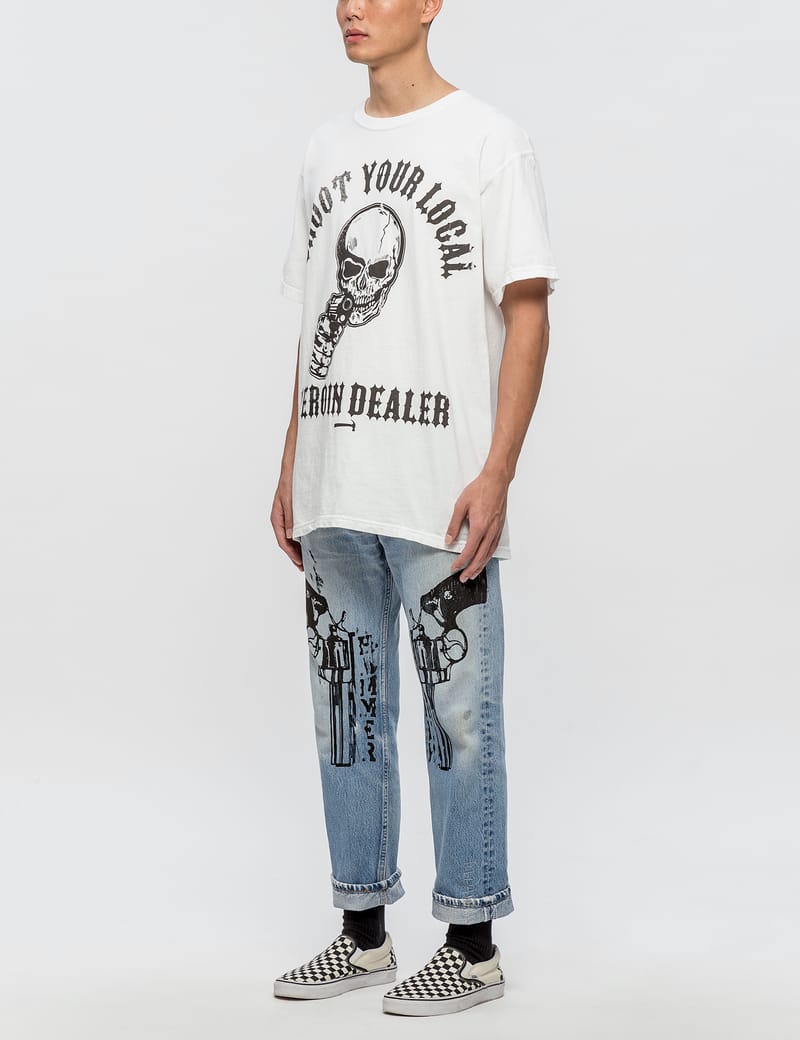 Distressed Levis 501 Jeans with Black Guns