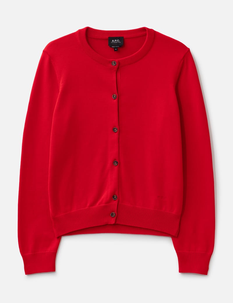 A.P.C. Leonie Cardigan - Red cotton knit cardigan with a classic