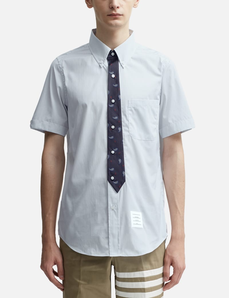 Thom Browne - PAISLEY JACQUARD TIE STRAIGHT FIT SHORT SLEEVE SHIRT