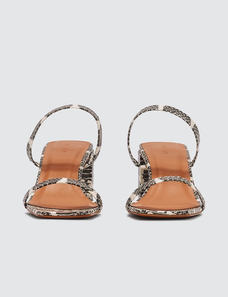 BY FAR Tanya Snake Print Leather Sandals HBX Globally