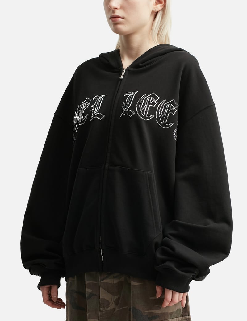 YEEL - Studded Zip-up Hoodie Oversized Black | HBX