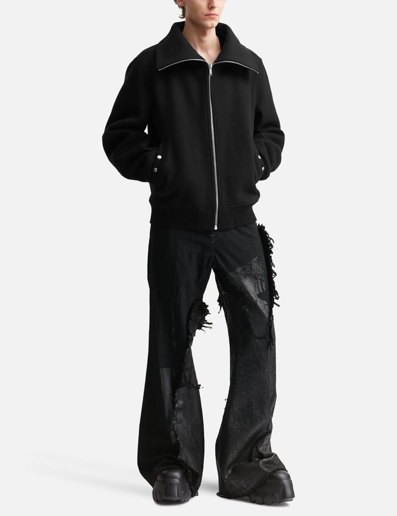 Rick Owens Blixa Dracucollar - Black wool melton jacket, hip