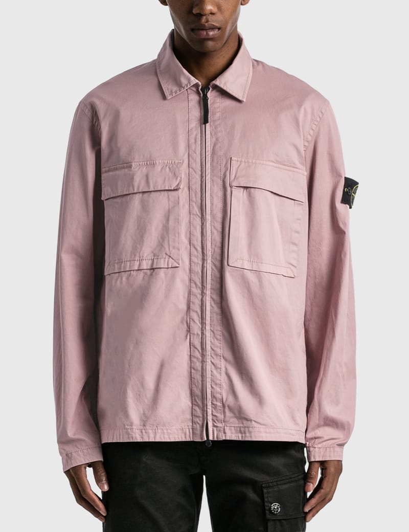 Mens pink store stone island overshirt