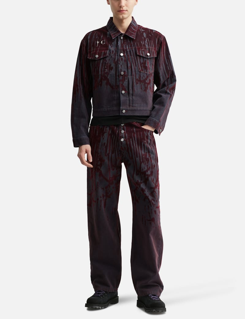 THUG CLUB - Blood Lazered Denim Jacket | HBX - HYPEBEAST 為