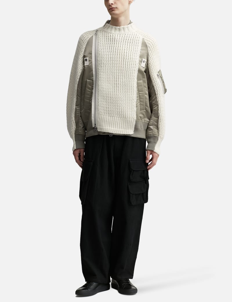 Sacai - Nylon Twill Mix Knit Blouson | HBX - Globally Curated