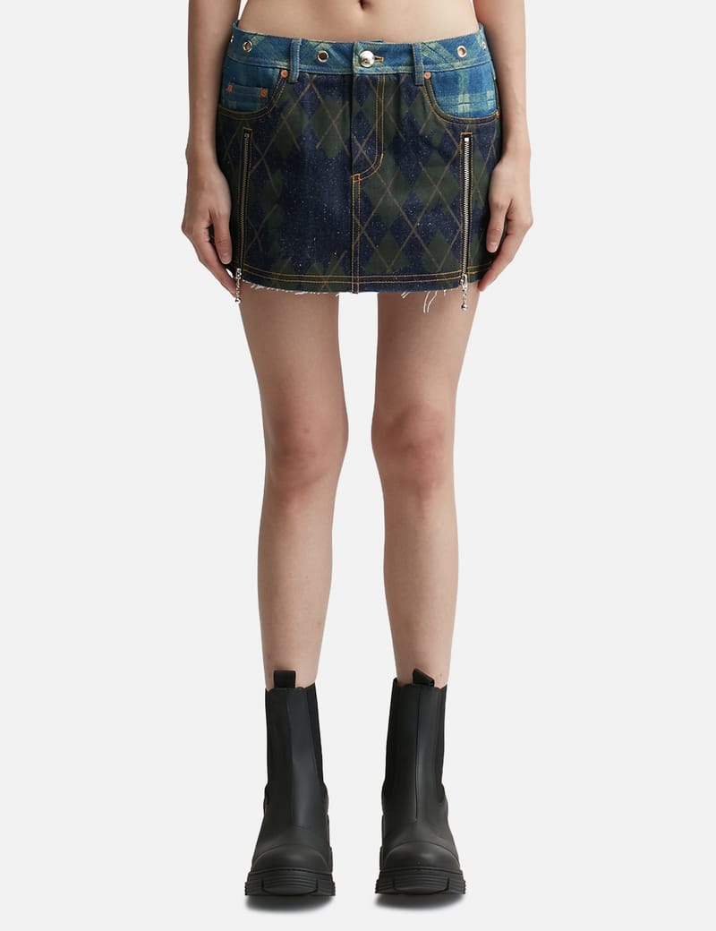 スカート [Anderson Bell] KIKI BROKEN ARGYLE DENIM SKIRT Designer fashion, Seoul-fully created | W Concept