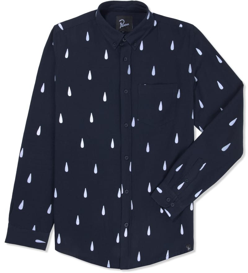 Parra - Navy Rain Drops Shirt | HBX - ハイプビースト(Hypebeast)が