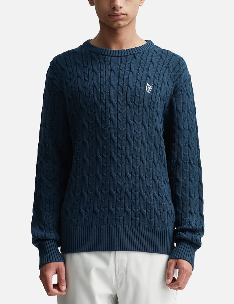 QUIET GOLF - PUMA X QGC CABLE KNIT SWEATER | HBX - Globally QUIET GOLF - PUMA X QGC CABLE KNIT SWEATER | HBX - Globally