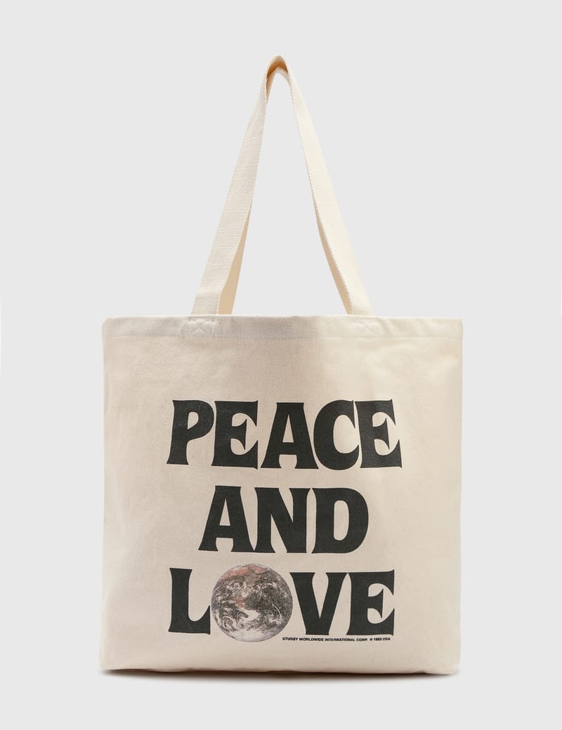 Stussy tote bag discount peace and love