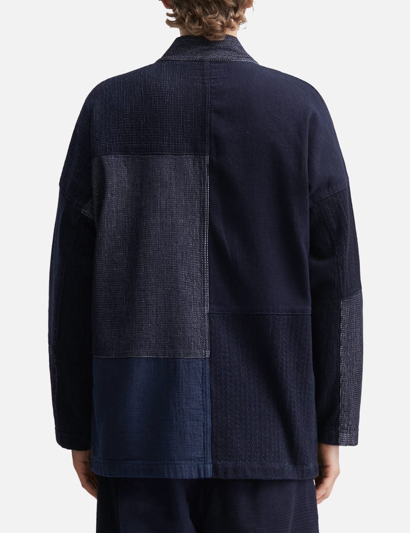 FDMTL PATCHWORK CARDIGAN RINSE 4（XL） FDMTL Patchwork Haori Jacket Rinse - Indigo patchwork jacket made