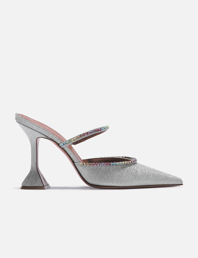 Amina Muaddi - GILDA Brushed Silver MULE | HBX