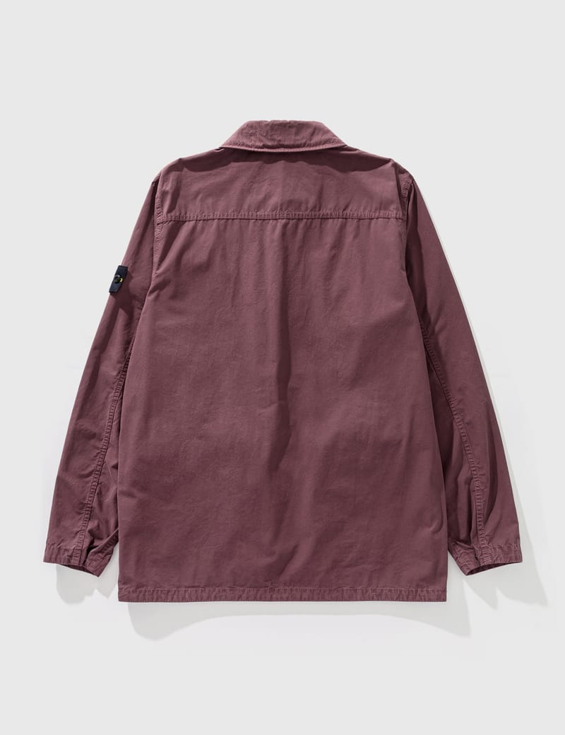 'old' Effect Garment Dyed Cotton Canvas Shirt Jacket In Purple