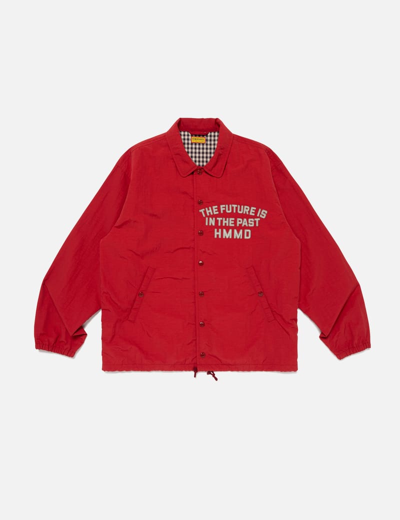 初期 Human Made × COLDCOFFEE®︎ COACH JACKET Human Made Coach Jacket - Red snap-front coach jacket with checked