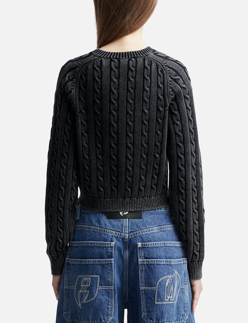 T By Alexander Wang - Cable-Knit Cropped Cardigan | HBX