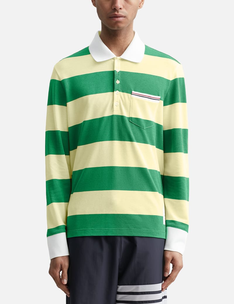 Striped green rugby clearance shirt