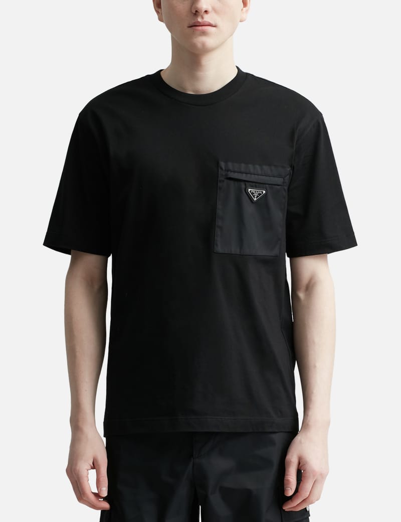 Prada V Neck Nylon Pocket T-Shirt white,black& Blue. 100