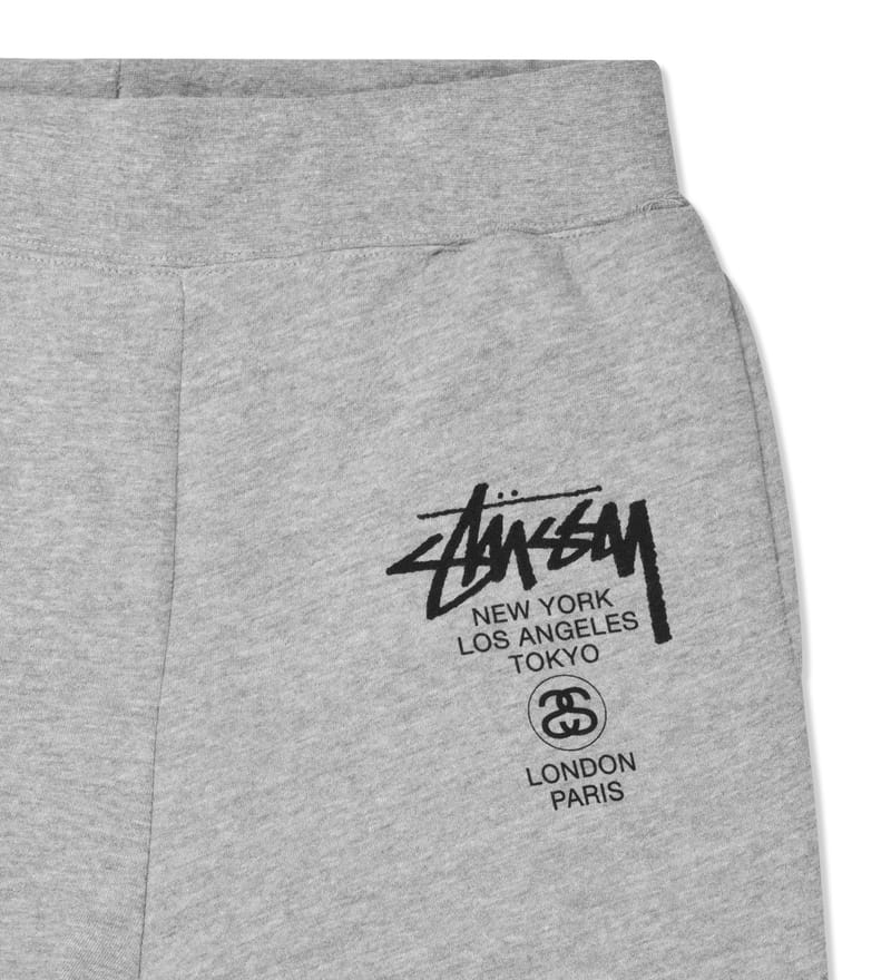 Stüssy - Heather Grey World Tour Sweatpants | HBX - Globally