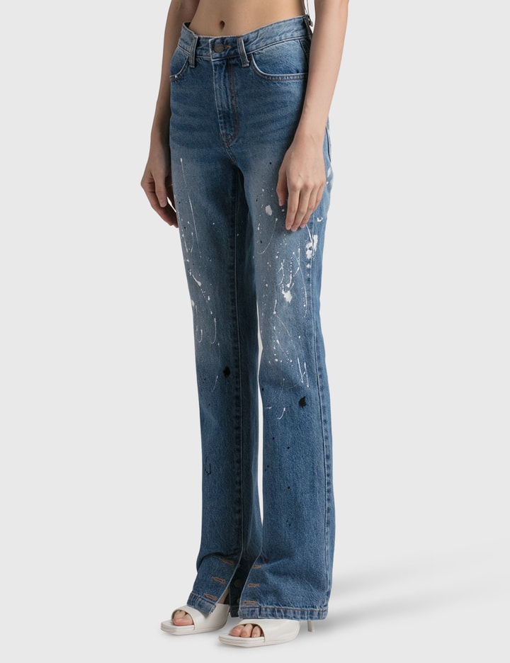 Open YY - PAINT DROP SIDE BUTTON SKINNY JEANS | HBX