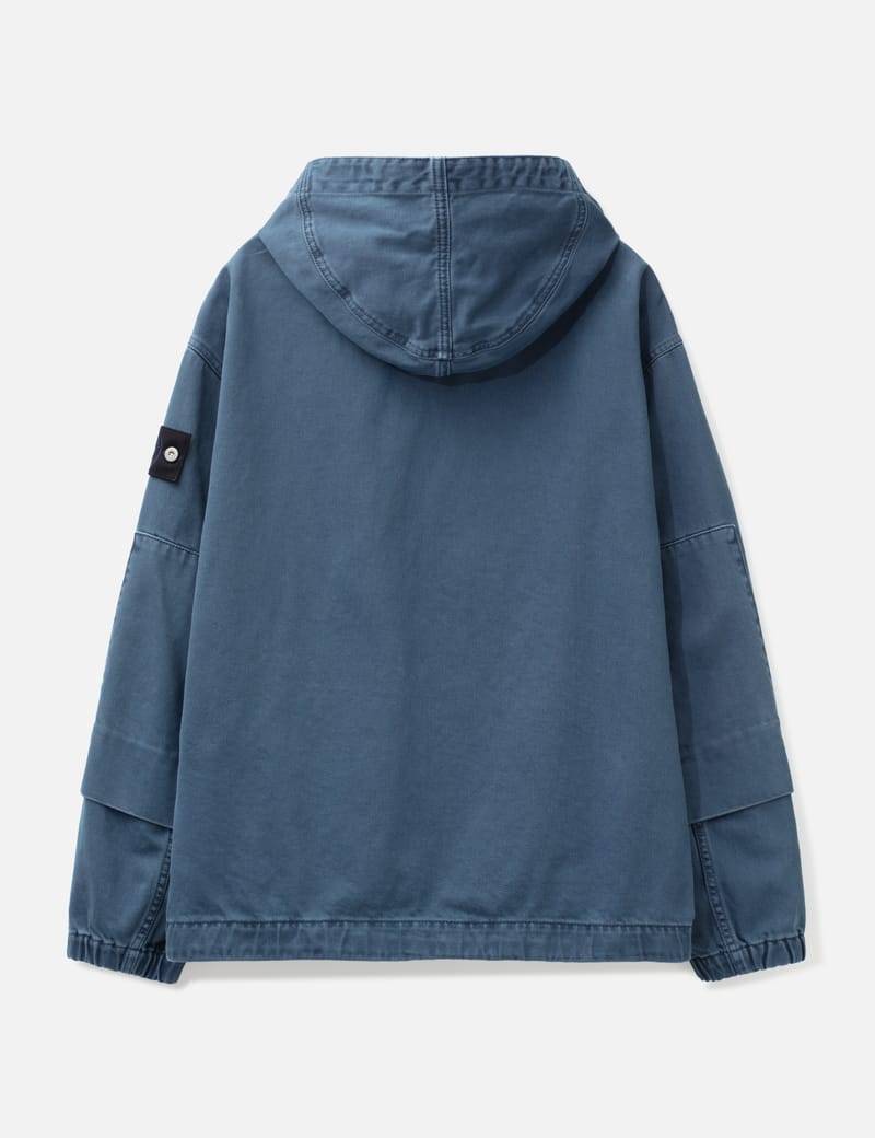 stone  zipup jacket／L size Stone Island - Light Bull Denim Indigo Hooded Zipper-Up Jacket | HBX
